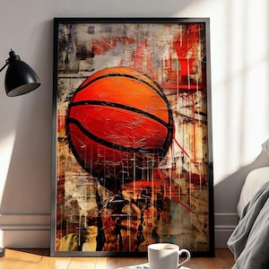 Basketball Graffiti Wall Art, Basketball Graffiti Print, Modern, Urban, Street Graffiti Digital Art, Sports Ball Wall Decor, Graffiti Poster