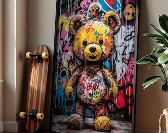 Print Original ASTE - Ours Street Art Contemporain - Édition Signée 42 Cm