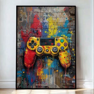 Gaming Console Graffiti Art Print, Urban Game Room Decor, Street Art Printable Wall Art, Gamer Gifts, Pop Art Digital Download