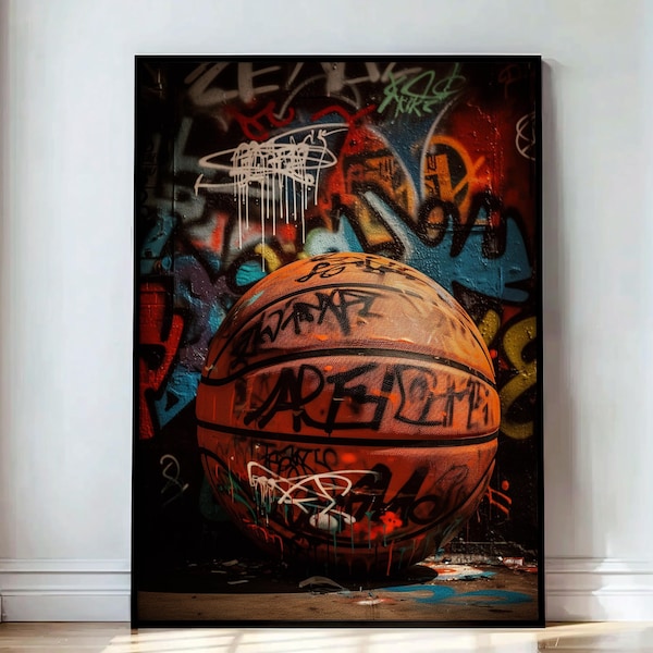 Basketball Graffiti Wall Art, Digital Download, Basketball Art Print, Colorful Basketball Wall Decor, Sports Graffiti Poster, Street Pop Art