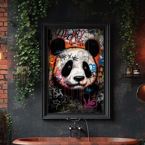 Colorful Panda Graffiti Wall Art, Street Style Digital Print, Modern Urban Panda Decor, Digital Download Panda Bear Poster, Cute Artwork