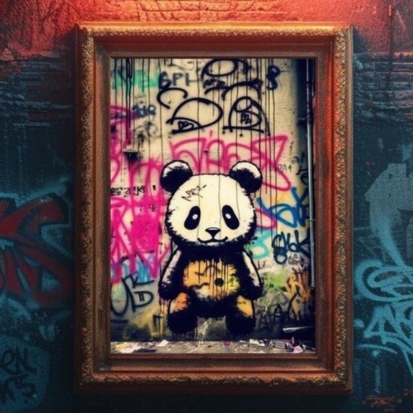 Baby Panda Graffiti Wall Art, Digital Download, Modern Street Art ...