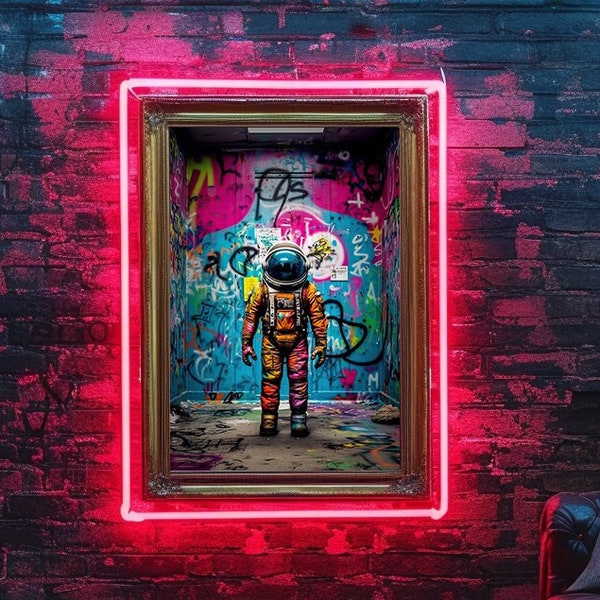 Astronaut Graffiti Wall Art, Printable Digital, Space Astronaut Wall Decor, Modern Artwork, Spaceman Street Pop Art, Graffiti Poster Print