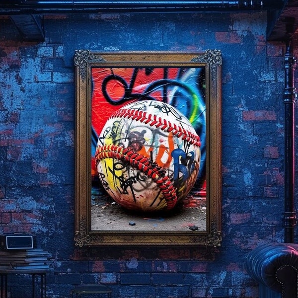 Baseball Graffiti Wall Art, Digital Print, Colorful Sports Wall Decor, Modern Art Print, Baseball Poster, Urban Graffiti, Street Pop Art