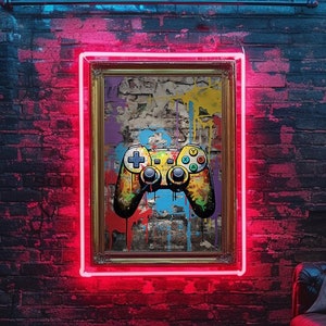 Gaming Graffiti Wandkunst, Gamepad Gemälde, Game Controller Digital Art Poster Print, Street Pop Art, Urban Graffiti, Videospiel Street Art
