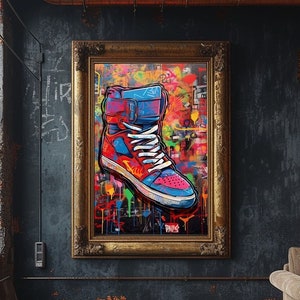 Sneakers Graffiti Wall Art, Digital Download Print, Colorful Shoe Wall Decor, Modern Street Art, Urban Graffiti, Shoe Sneaker Pop Wall Art