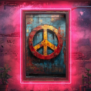 Peace Symbol Graffiti Art Print, Bold Urban Wall Decor, Iconic Peace Sign Street Art, Modern Home Decor, Hippie Wall Art, Digital Download