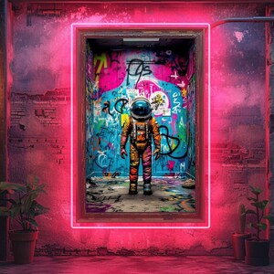 Wall Decal Banksy Astronaut, Street Art Wall-decor, Spaceman