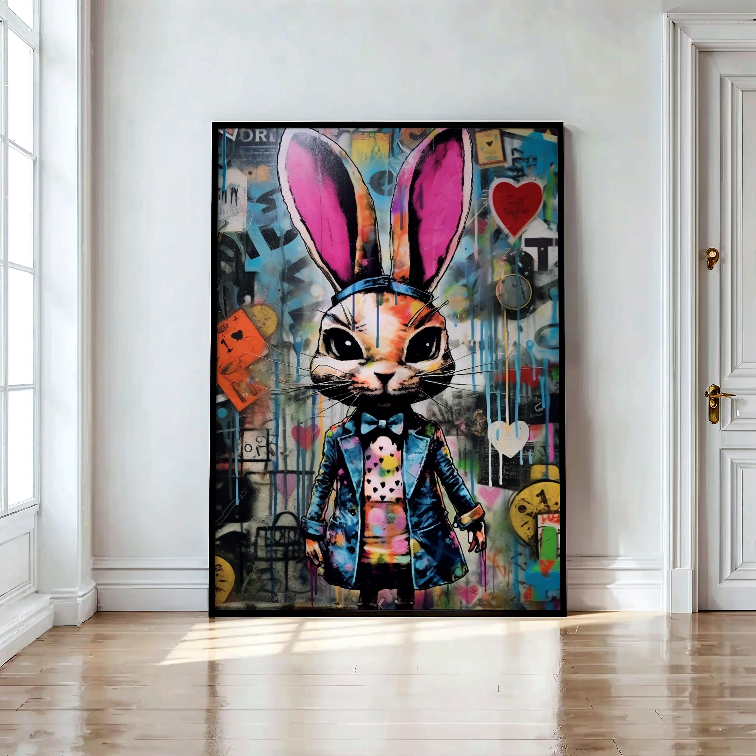 The White Rabbit Graffiti Wall Art, Digital Download Colorful Alice in ...
