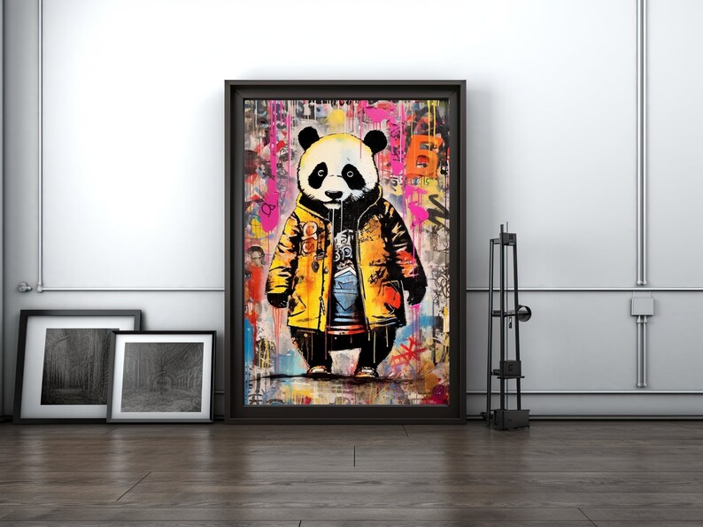 Panda Graffiti Wall Art, Printable Digital, Colorful Cute Panda Bear ...