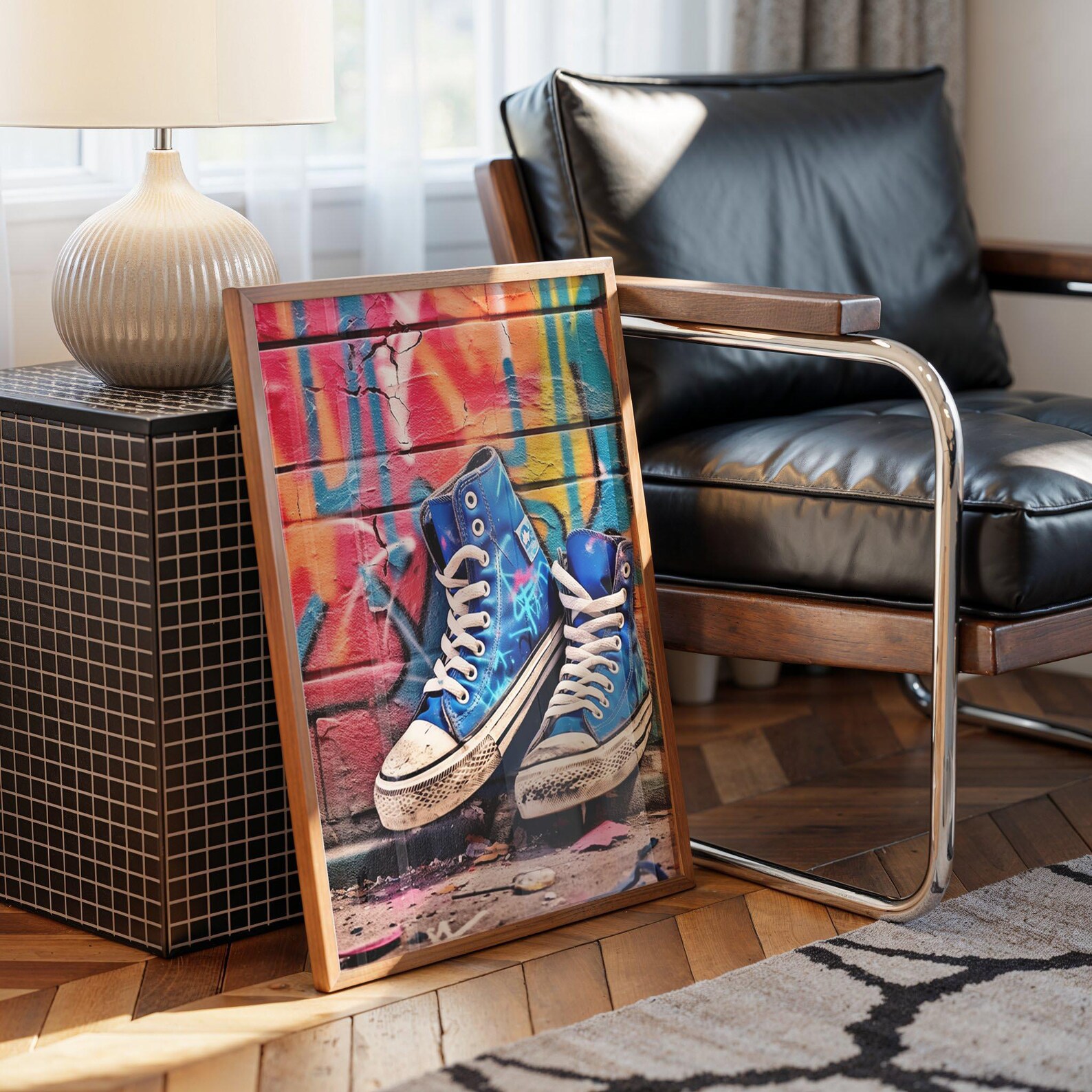 Graphiti Shoe Rack Urban Sneaker Graffiti Art, Colorful Shoe Wall Decor Digital Print ...