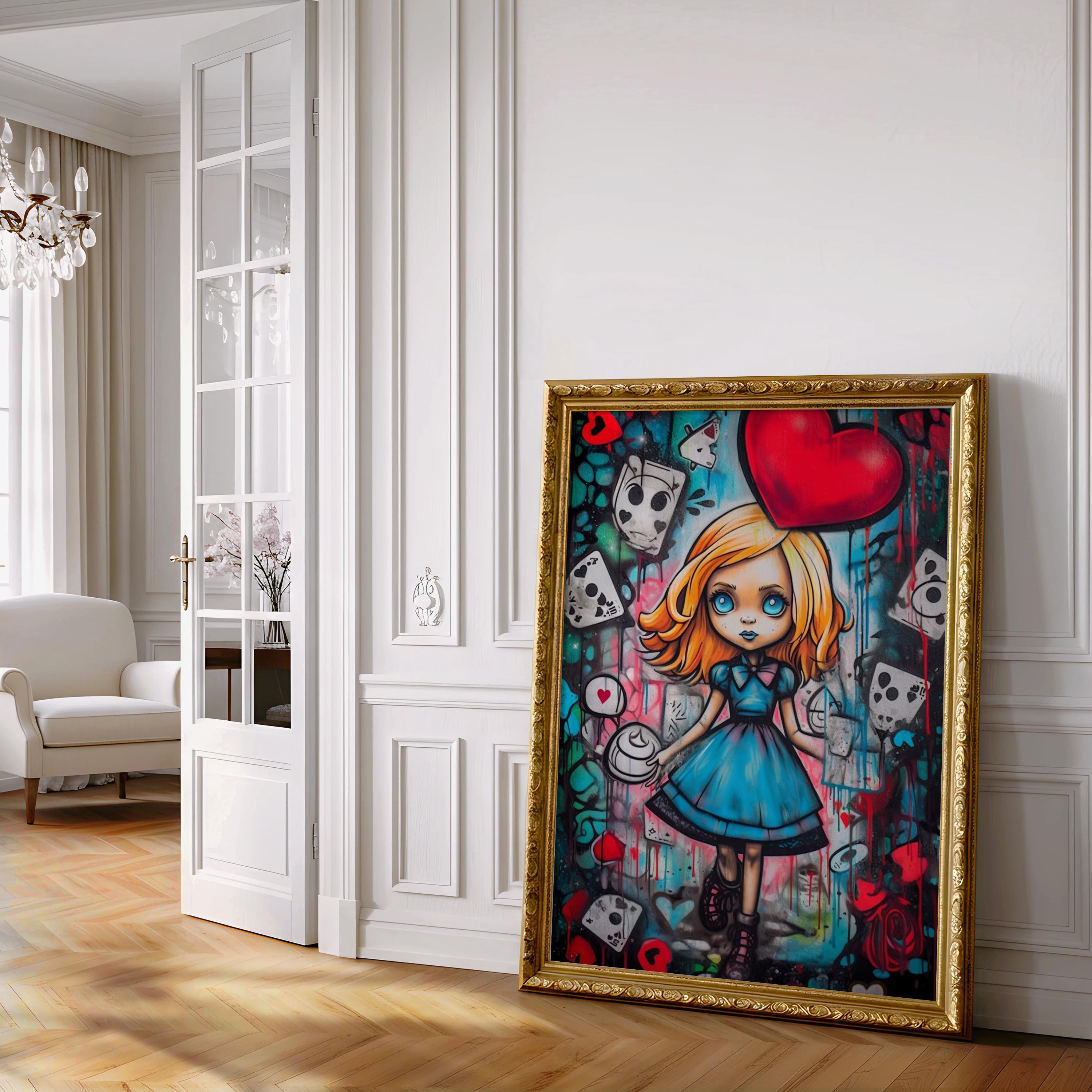 Alice Rabbit Graphiti Alice in Wonderland Graffiti Wall Art, Printable Digital, Fairytale ...