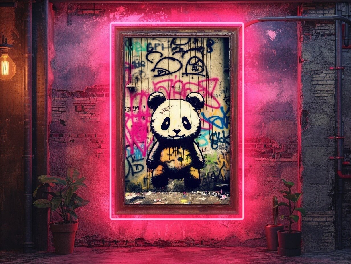 Baby Panda Graffiti Wall Art, Digital Download, Modern Street Art ...