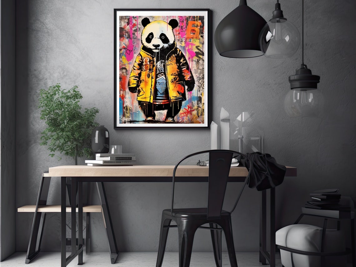 Panda Graffiti Wall Art, Printable Digital, Colorful Cute Panda Bear ...