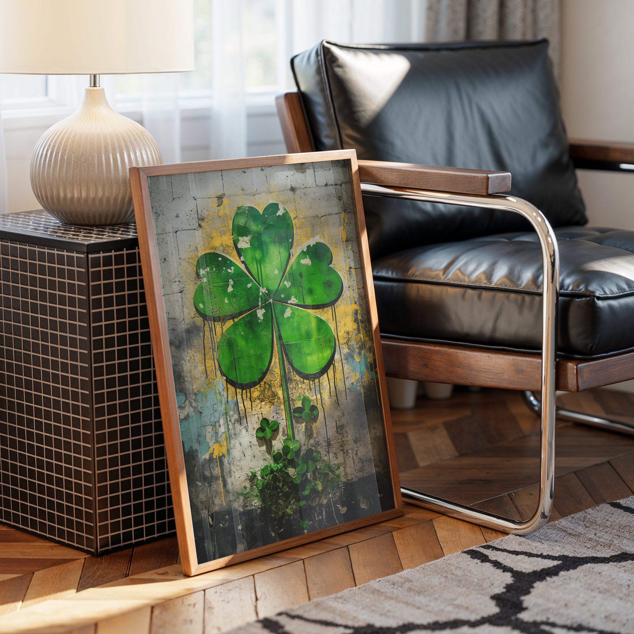 Shamrock Graffiti Wall Art, Digital Download, Colorful Irish Wall