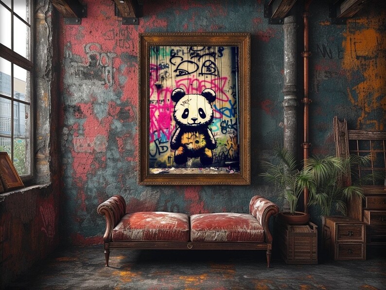 Baby Panda Graffiti Wall Art, Digital Download, Modern Street Art ...