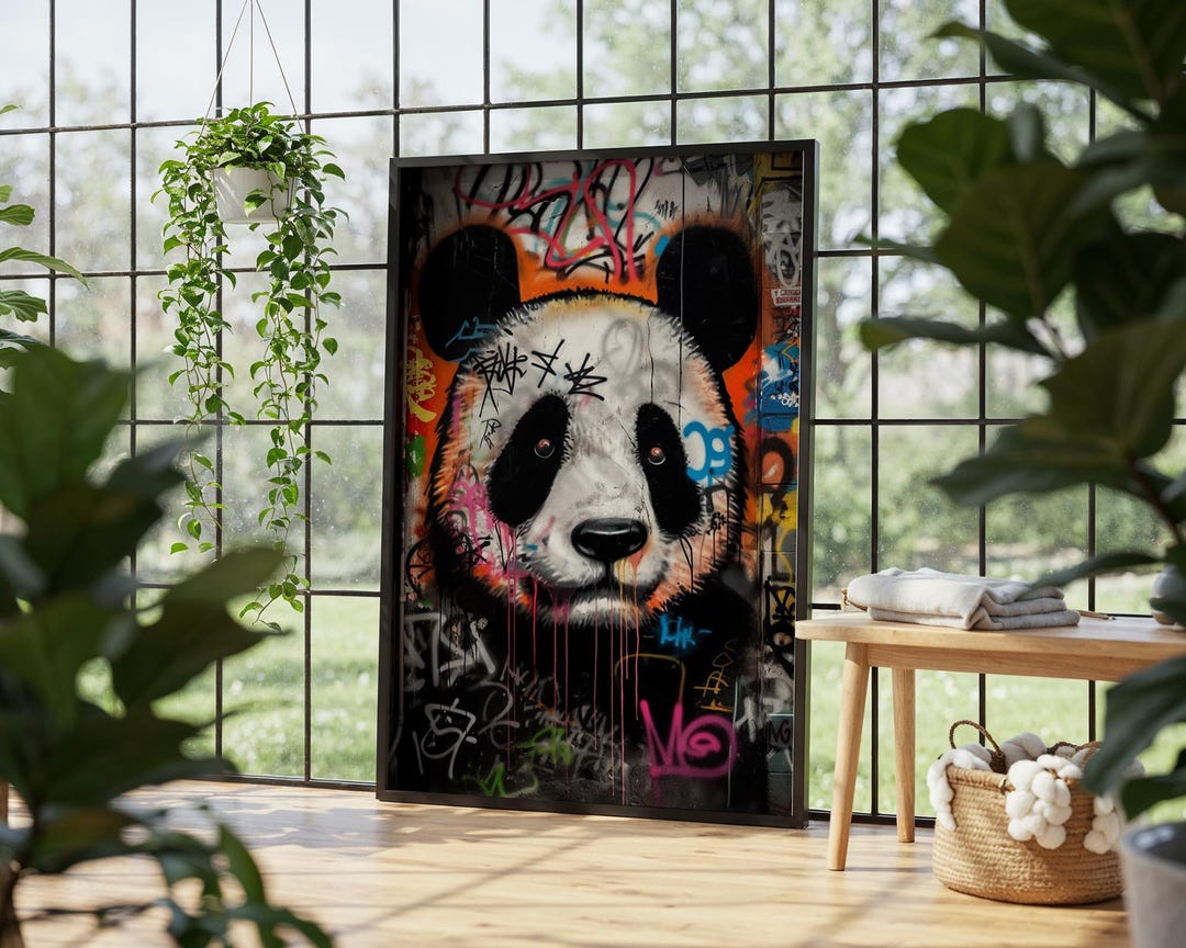 Urban Panda Bear Graffiti Art Print, Digital Download, Colorful Street ...
