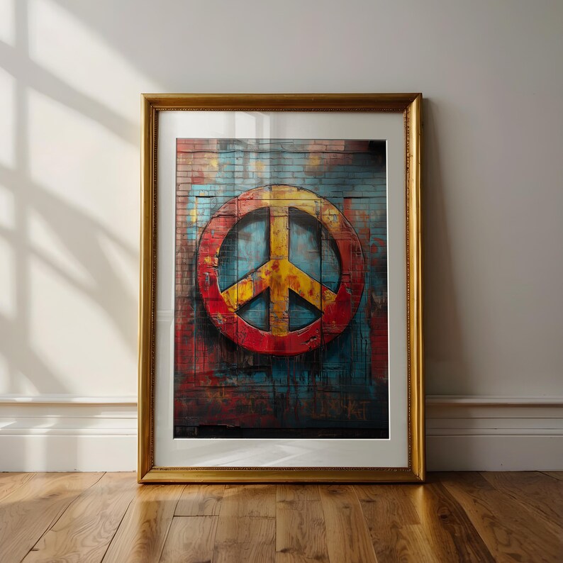 Peace Symbol Graffiti Art Print, Bold Urban Wall Decor, Iconic Peace ...