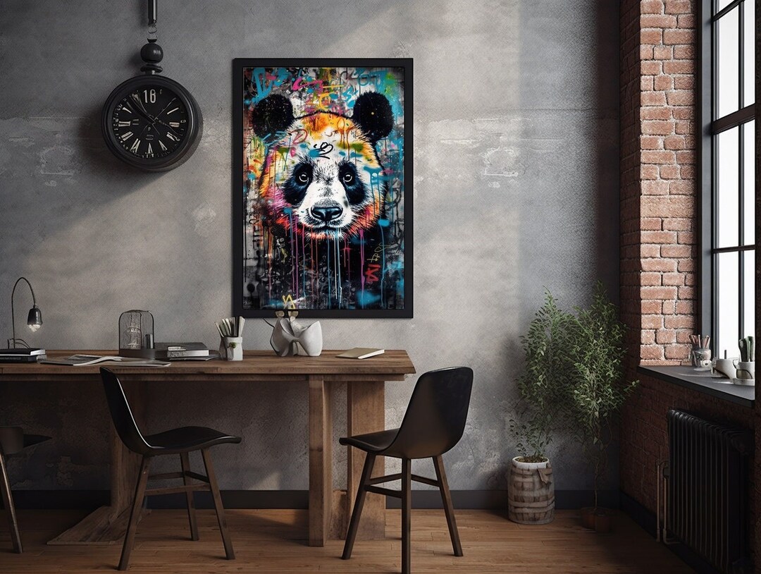 Urban Panda Bear Graffiti Art Print, Digital Download, Colorful Street ...