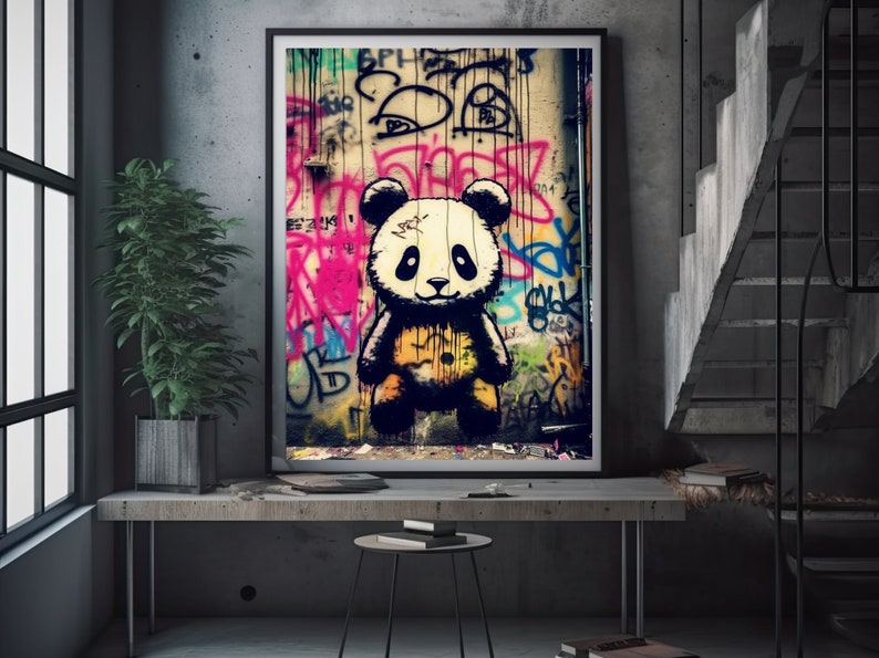 Baby Panda Graffiti Wall Art Digital Download Modern Street - Etsy