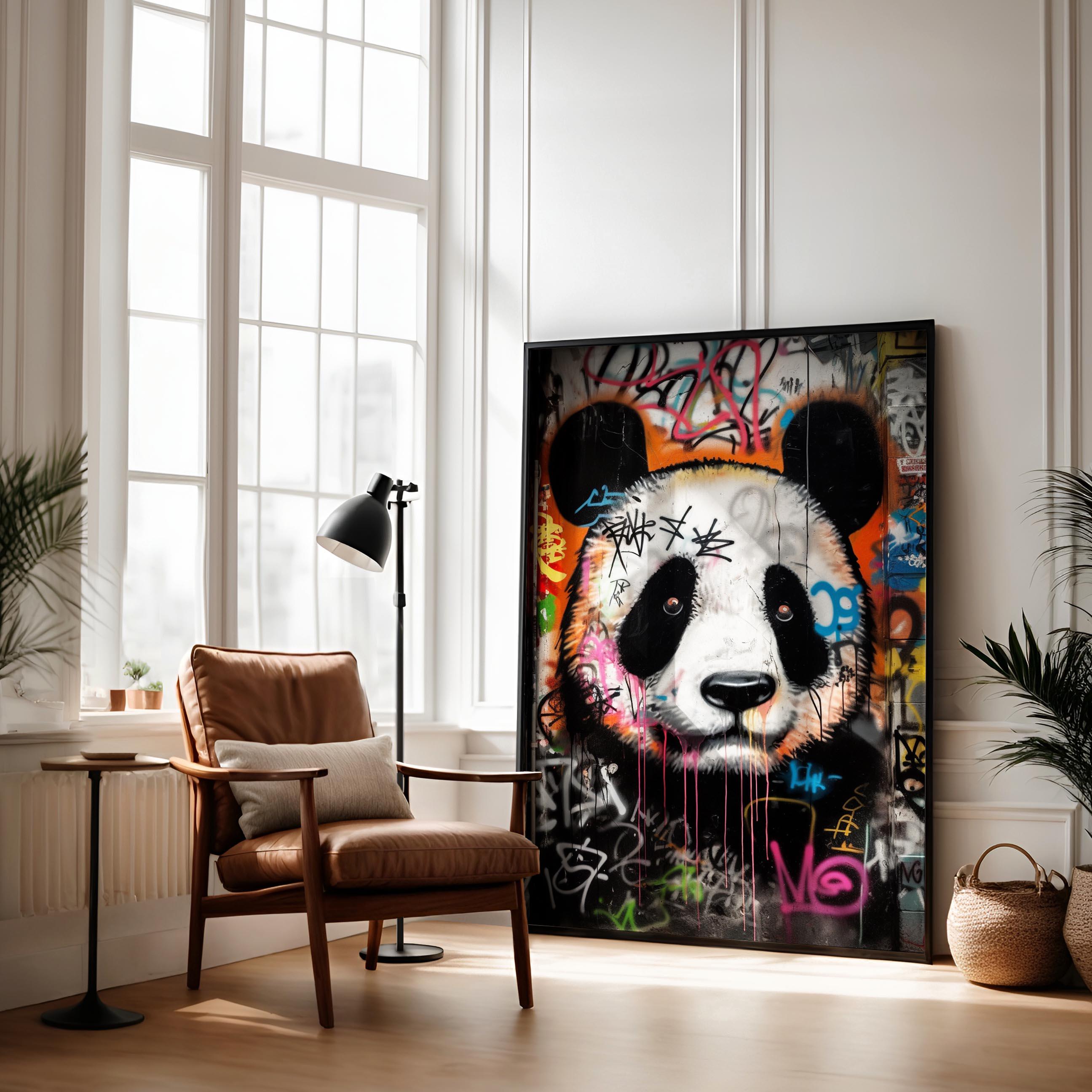 Urban Panda Bear Graffiti Art Print, Digital Download, Colorful Street ...