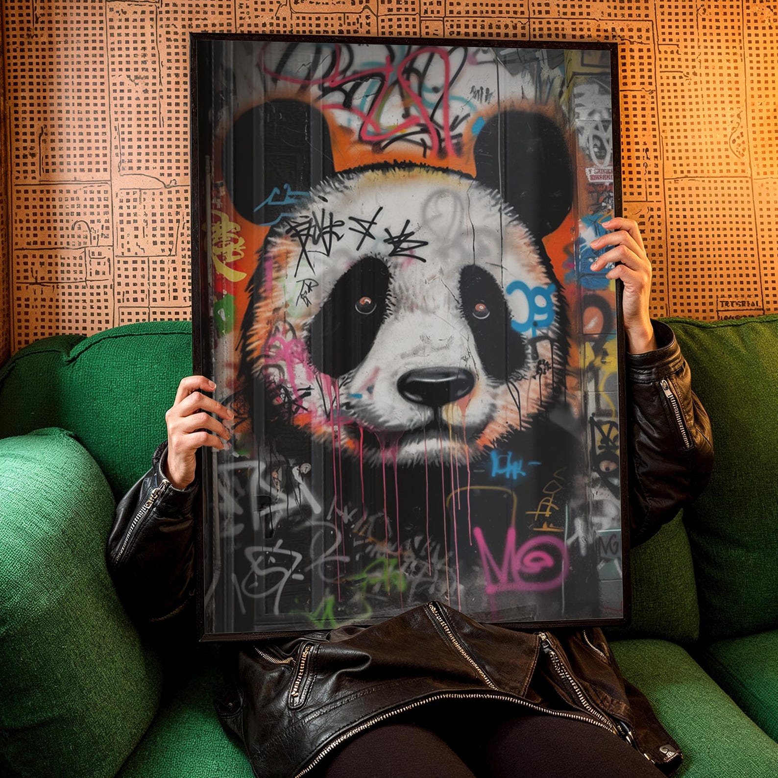 Colorful Panda Graffiti Wall Art, Street Style Digital Print, Modern ...