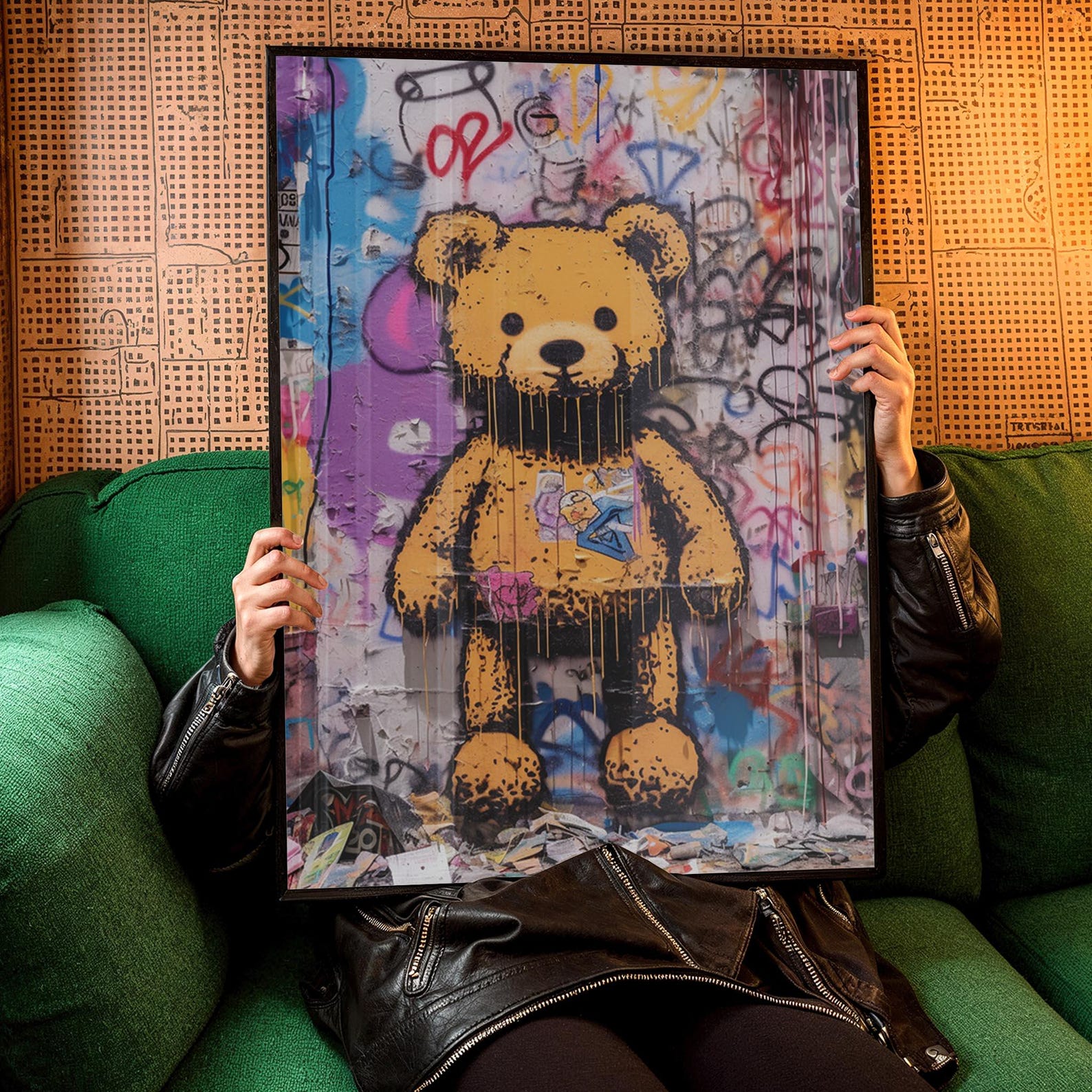 Teddy Bear Urban Graffiti Masterpiece, Colorful Street Art Digital ...