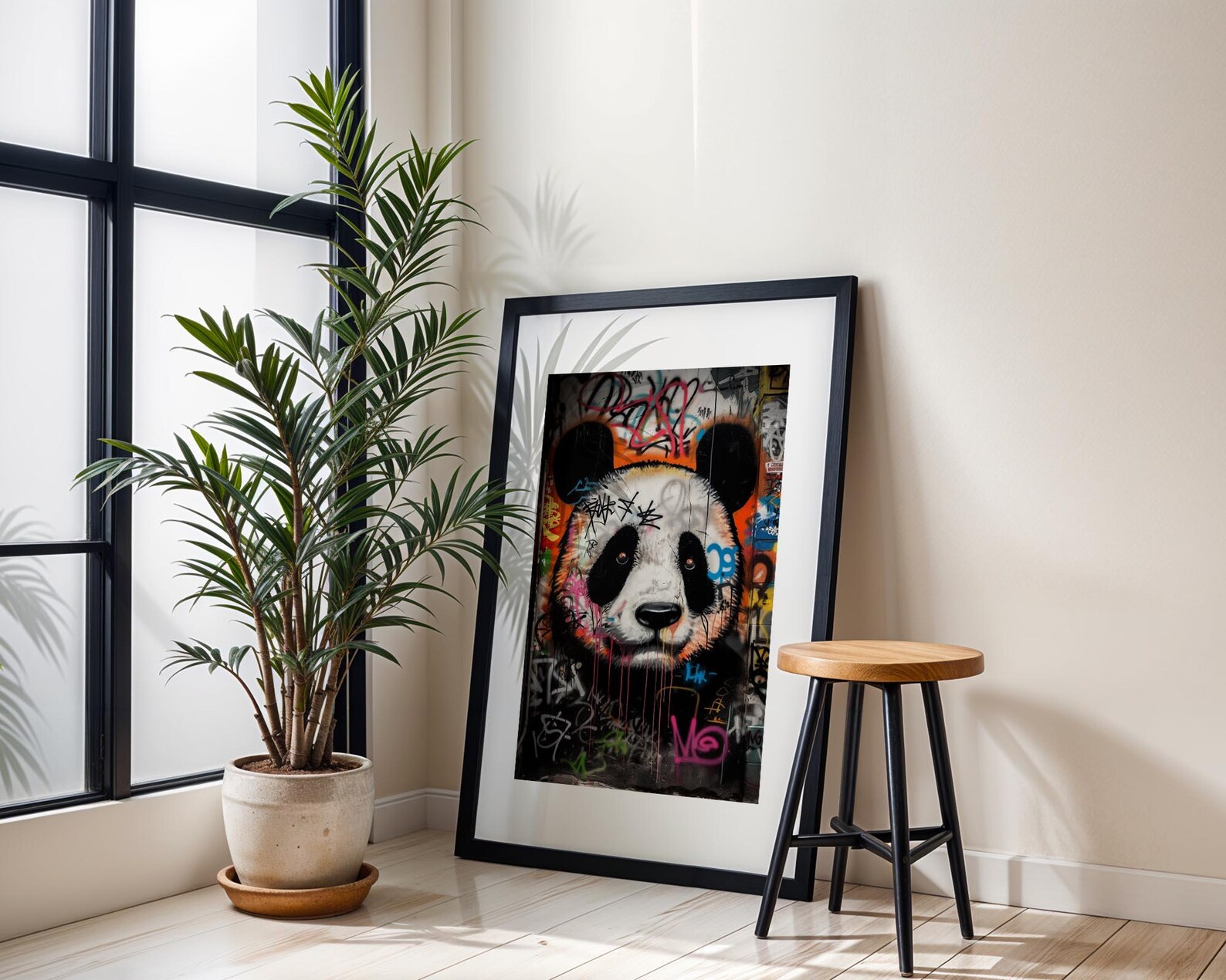 Colorful Panda Graffiti Wall Art, Street Style Digital Print, Modern ...