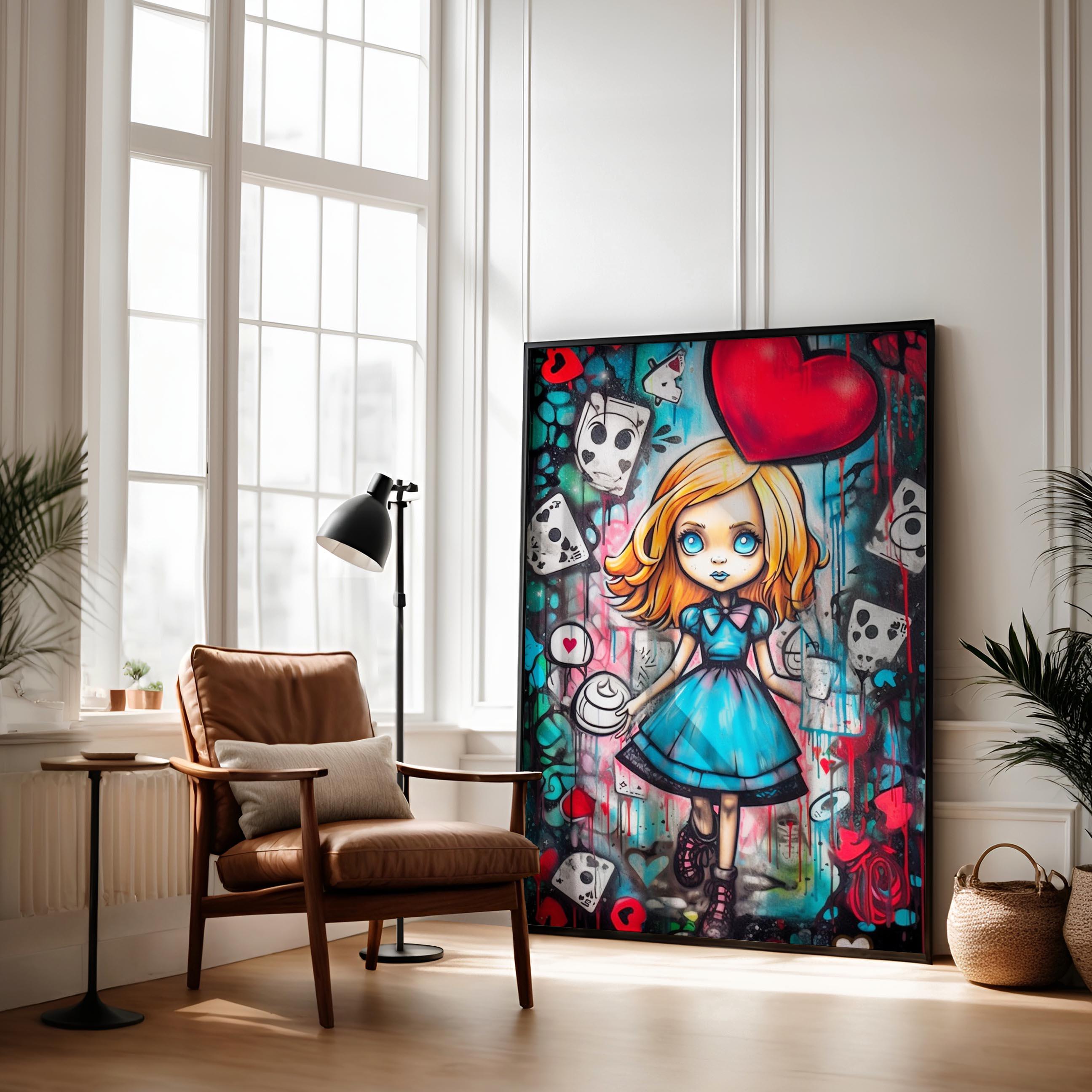 Alice Rabbit Graphiti Alice in Wonderland Graffiti Wall Art, Printable Digital, Fairytale ...