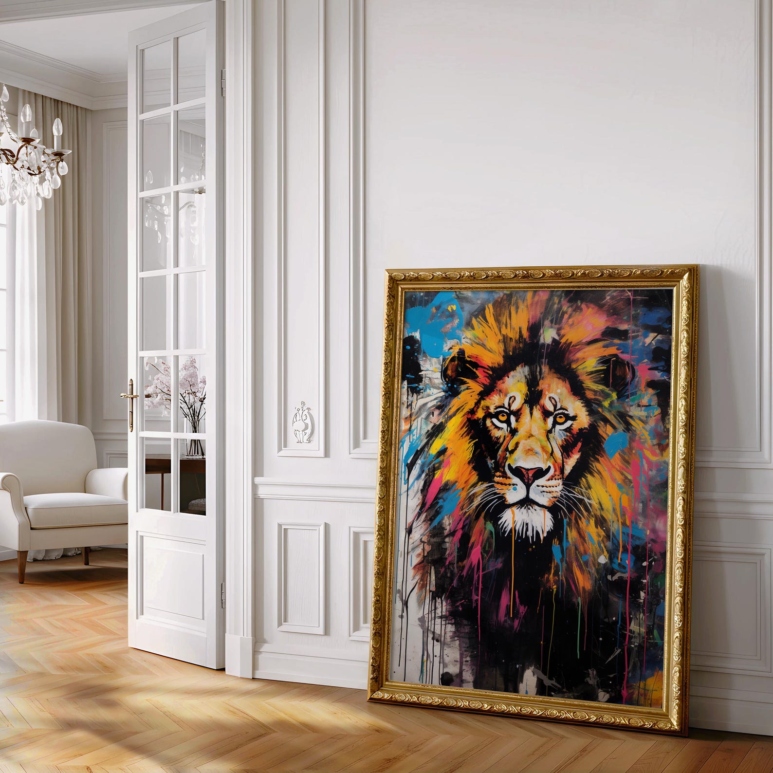 Lion Graffiti Wall Art, Digital Download, Lion Art Print, Colorful Home ...