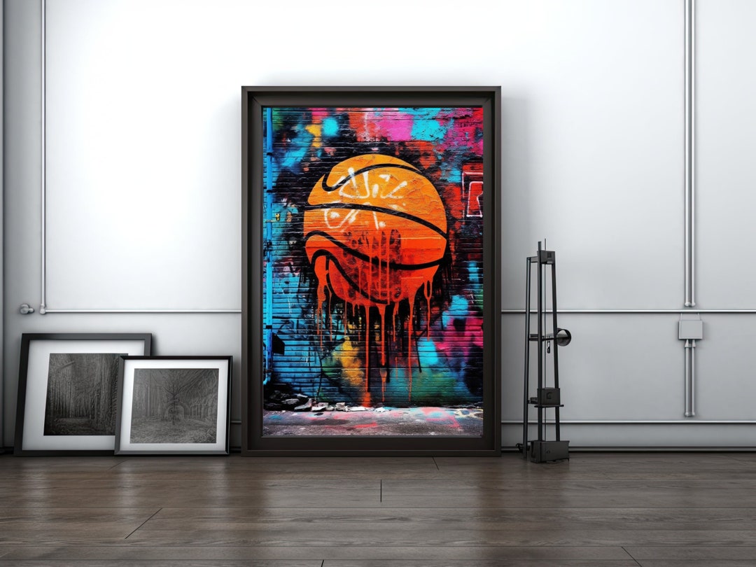 Basketball Graffiti Wall Art Colorful Sports Ball Graffiti 