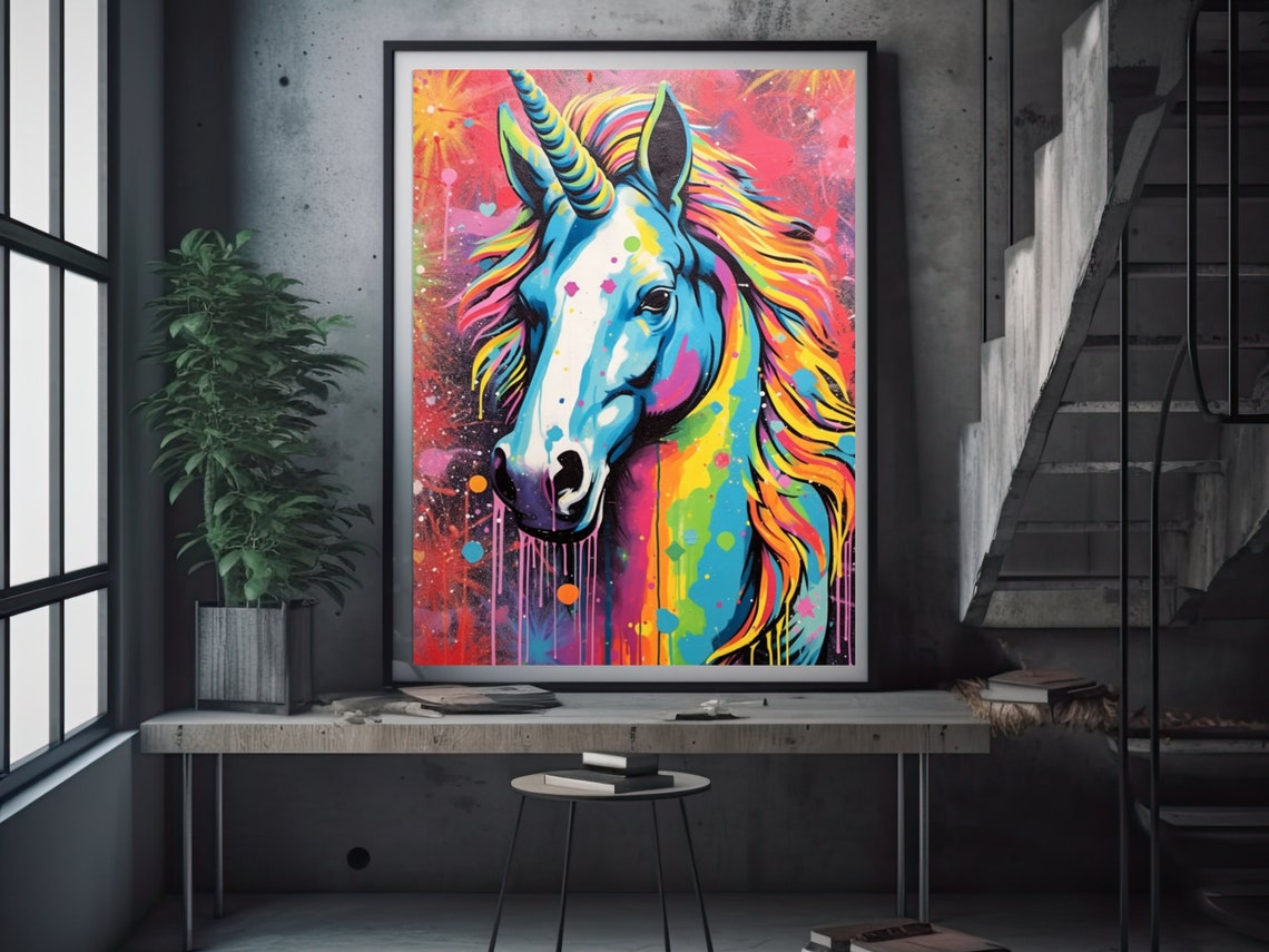 Chic unicorn Graffiti Prints Two-pieces Set