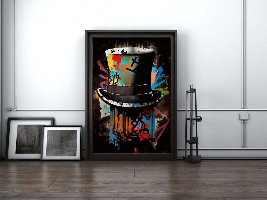 Top Hat Graffiti Wall Art, Digital Download Print, Modern Street Art