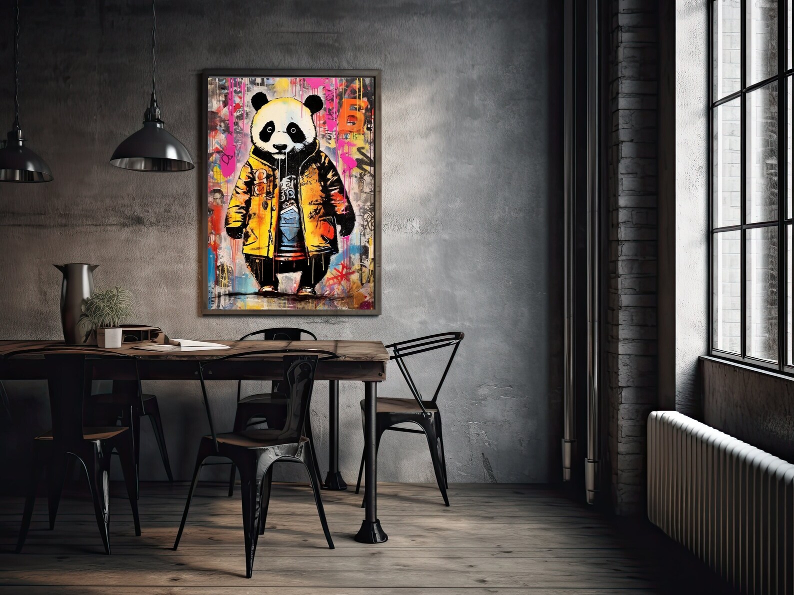 Panda Graffiti Wall Art, Printable Digital, Colorful Cute Panda Bear ...