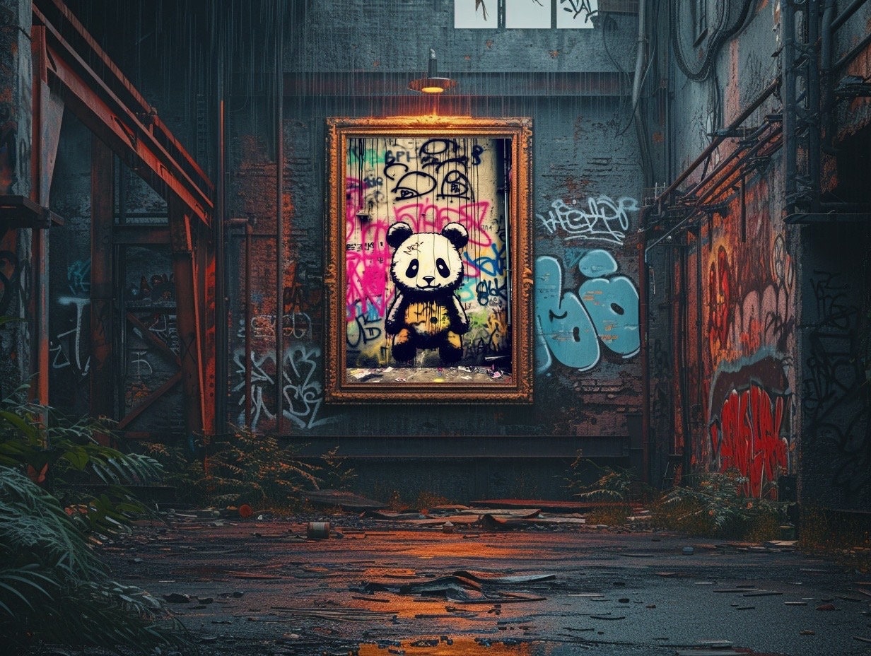 Baby Panda Graffiti Wall Art, Digital Download, Modern Street Art ...