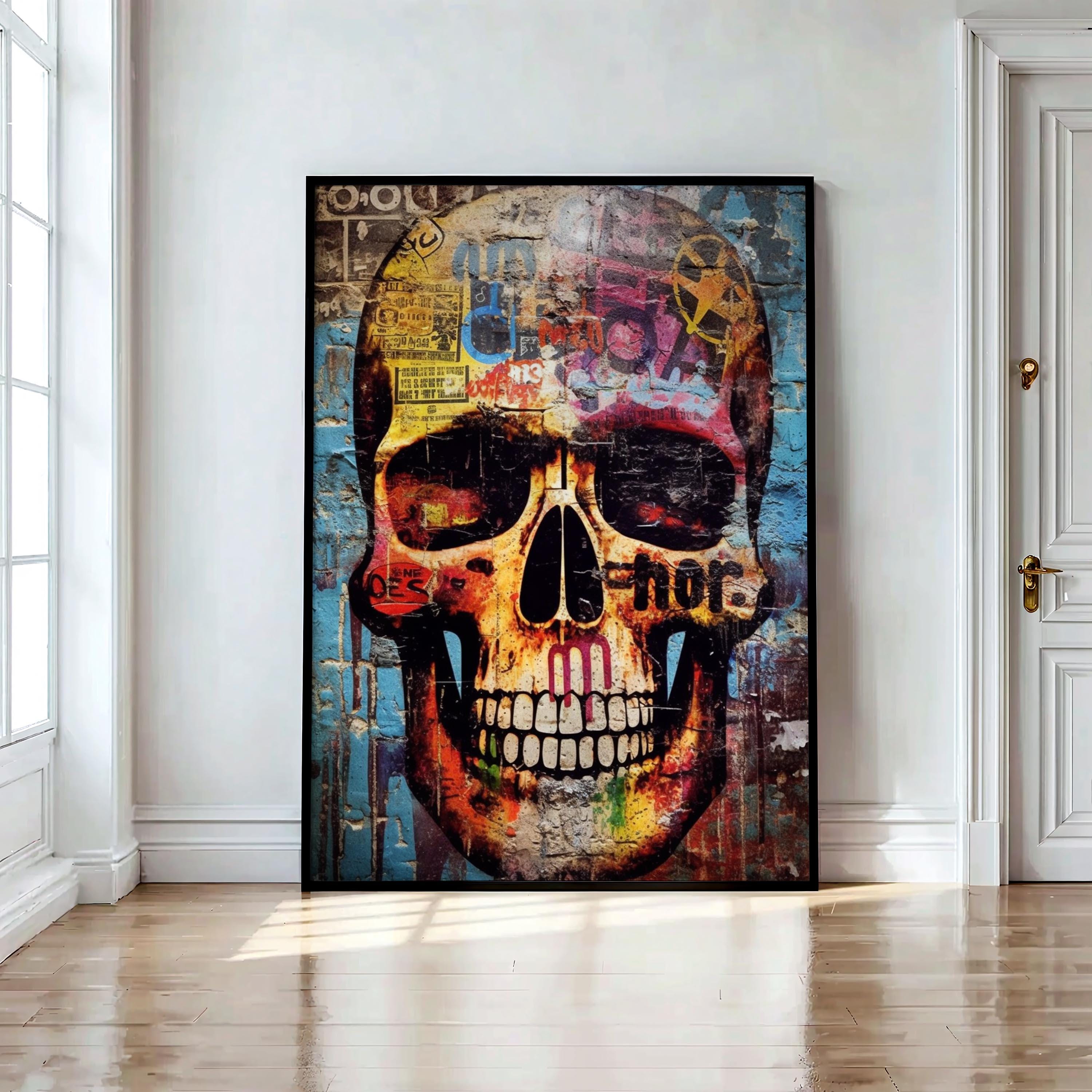 Skeleton Skull Graffiti Wall Art, Digital Art, Skull Halloween