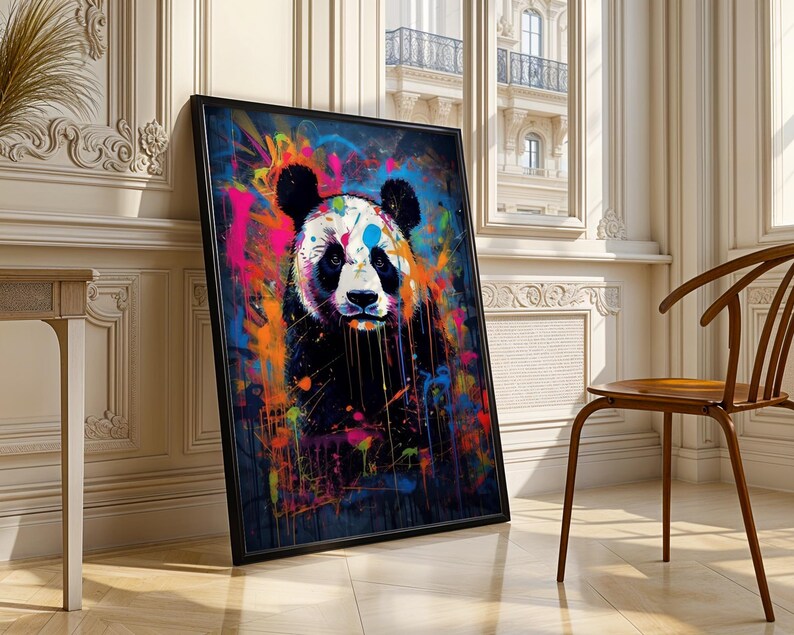Panda Bear Graffiti Wall Art, Cute Panda Graffiti Print, Modern, Urban ...