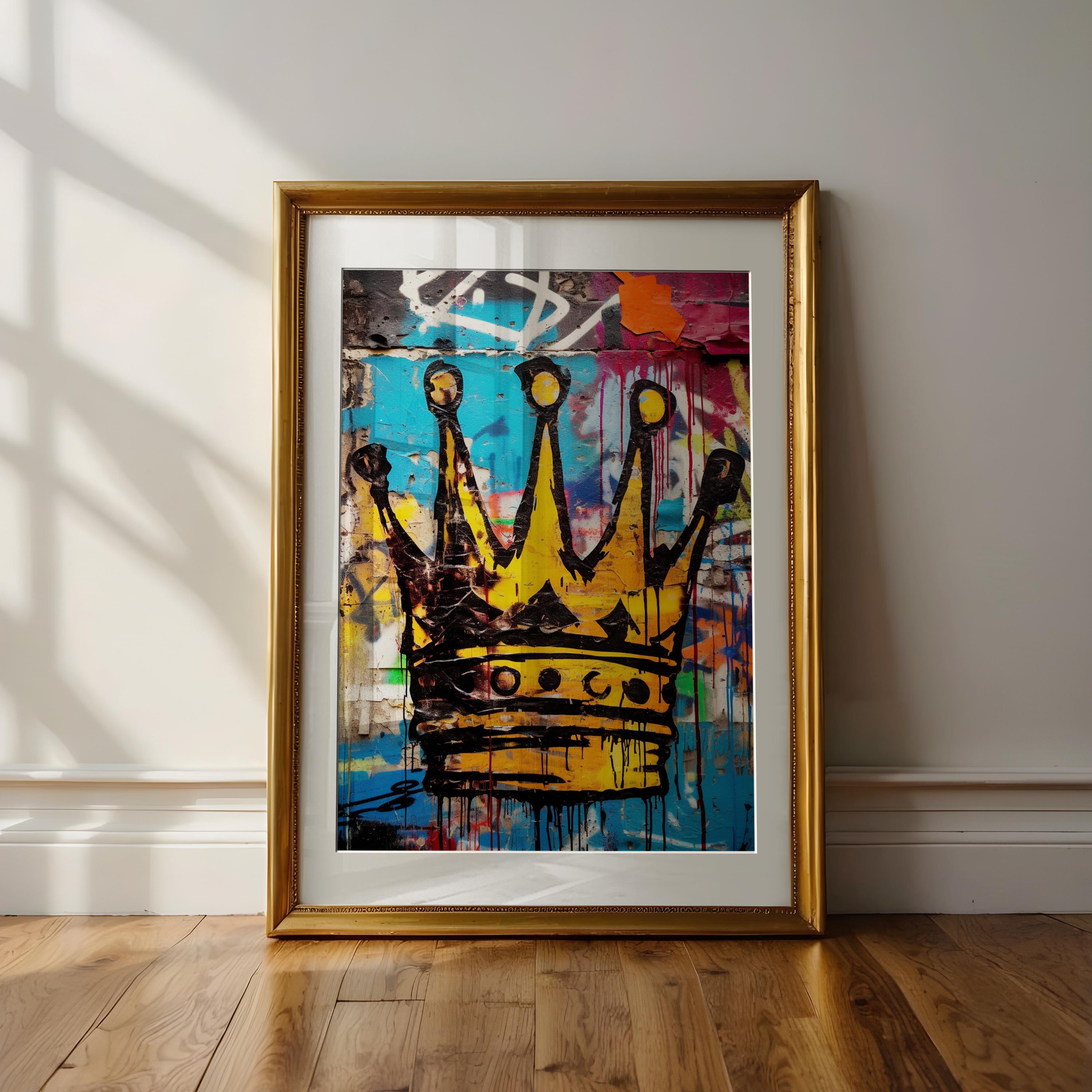 Abstract Royal Crown Graffiti Wall Art - Colorful King Crown Urban ...