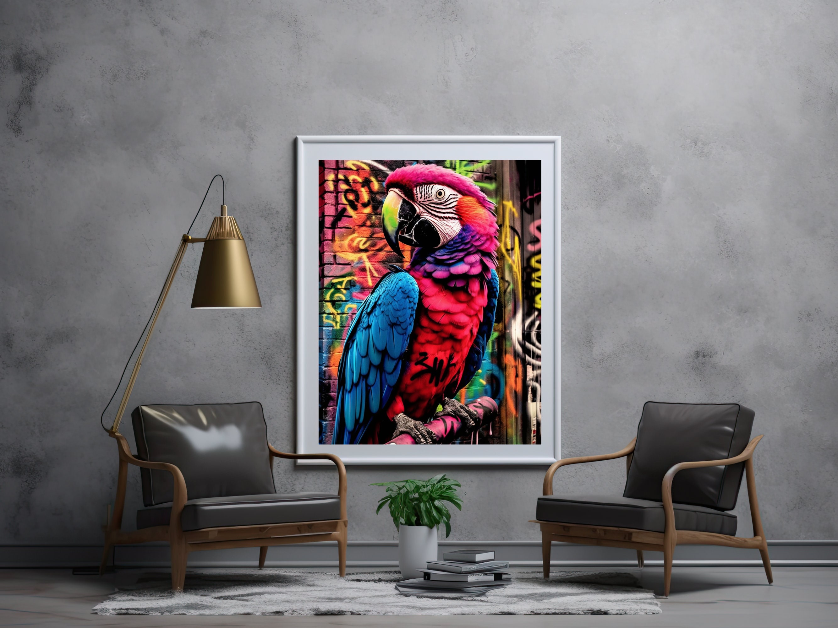 Picture of Parrot Graffiti Wall Art, Digital Download, Scarlet Macaws Wall Decor ...