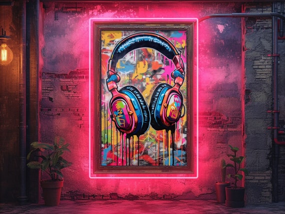 【特価】 Music Graffiti Headphones DJ Art, Wall Graffiti Headphones アート・デザイン・音楽