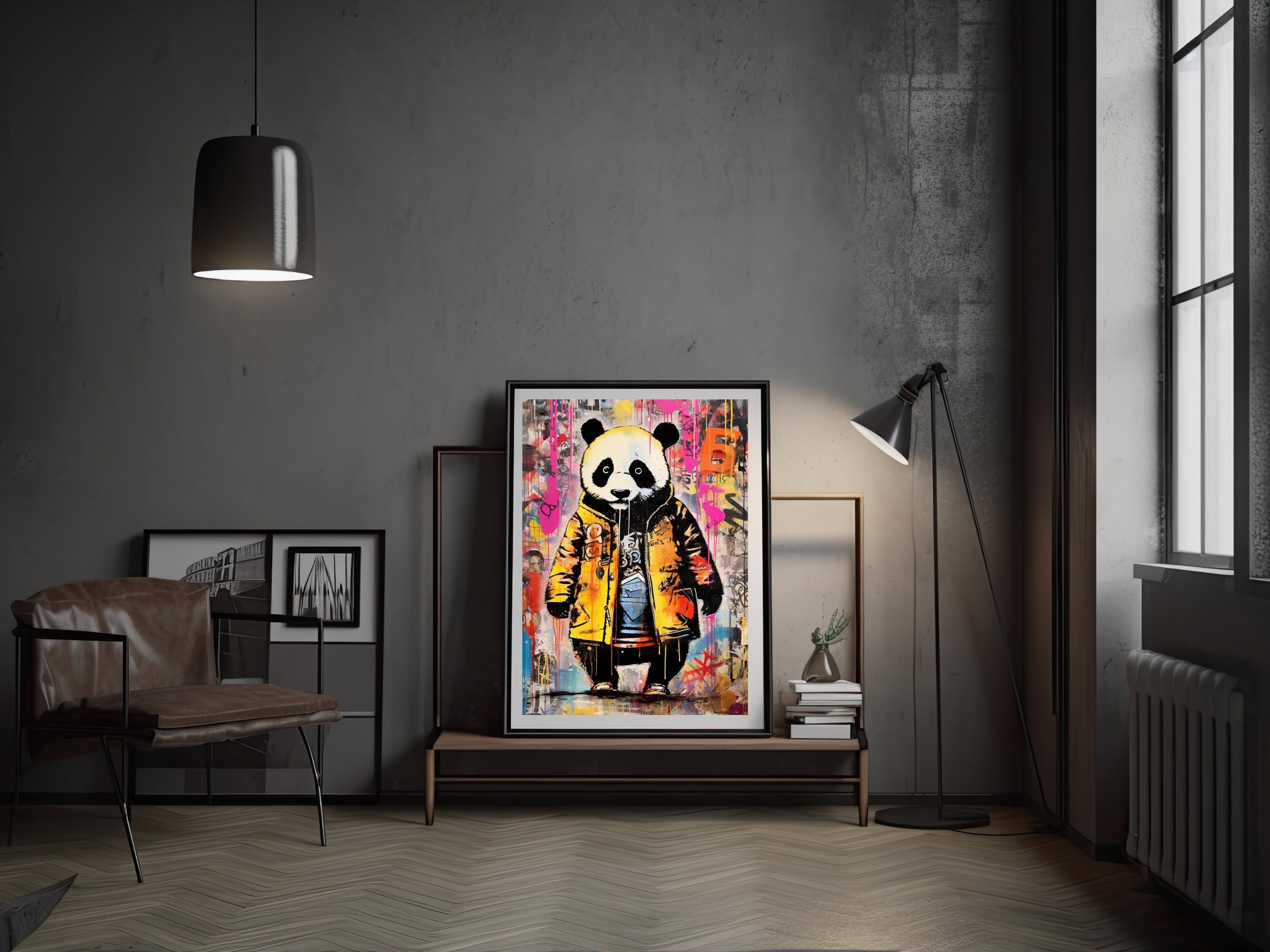 Panda Graffiti Wall Art, Printable Digital, Colorful Cute Panda Bear ...