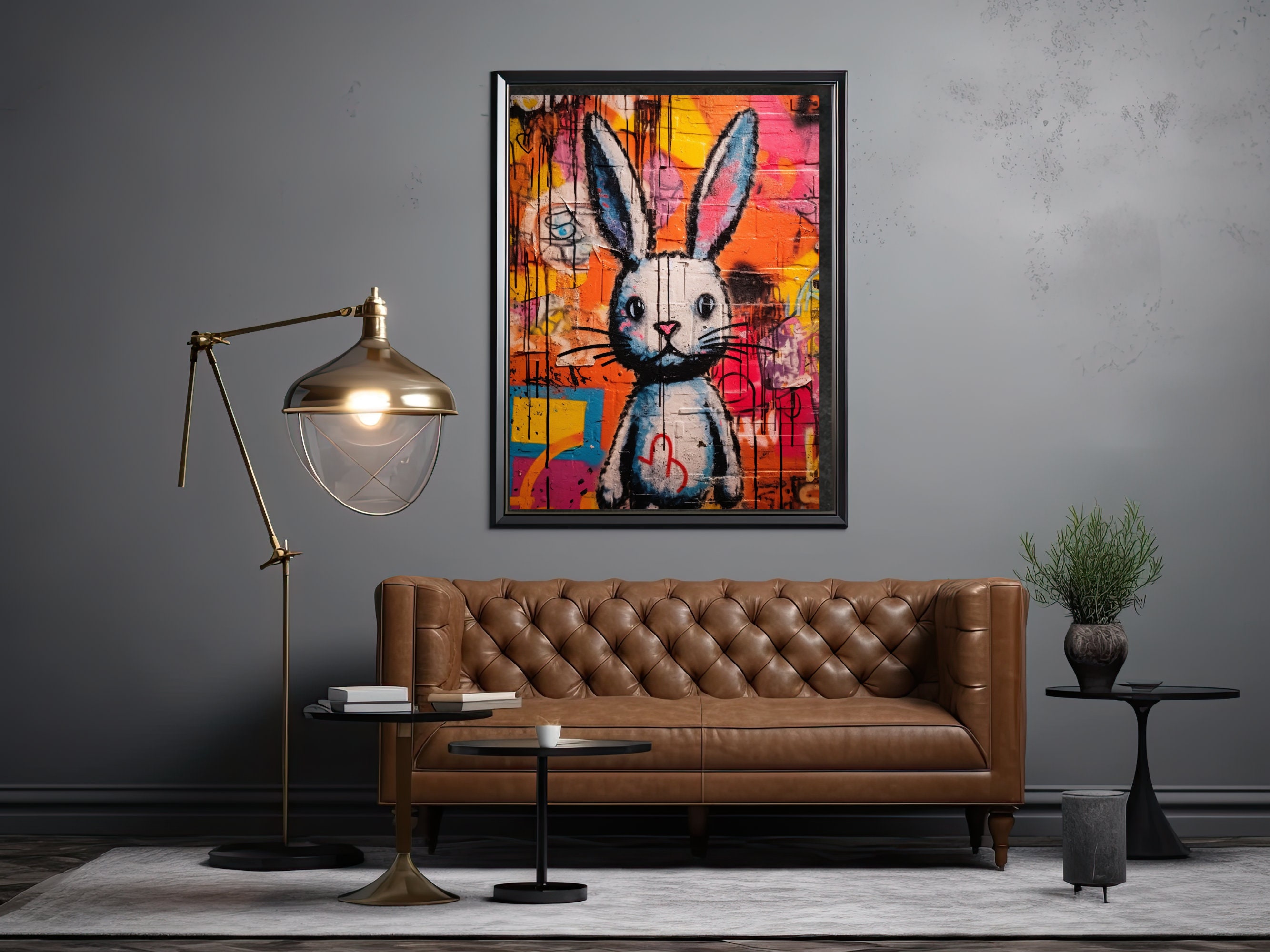 Graffiti Happy Rabbit Bunny Graffiti Wall Art Digital Print Colorful Cute Rabbit - Etsy
