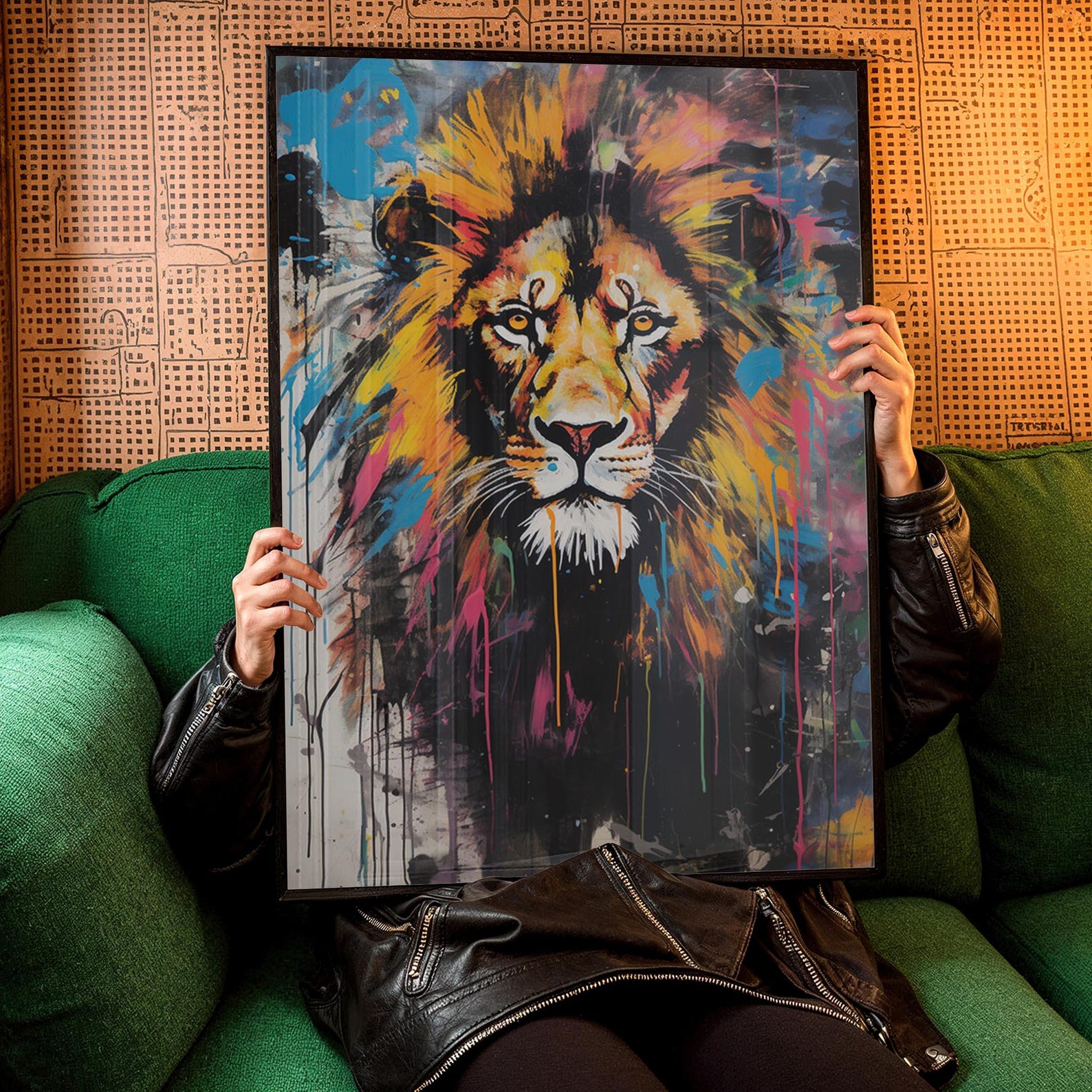 Lion Graffiti Wall Art, Digital Download, Lion Art Print, Colorful Home ...