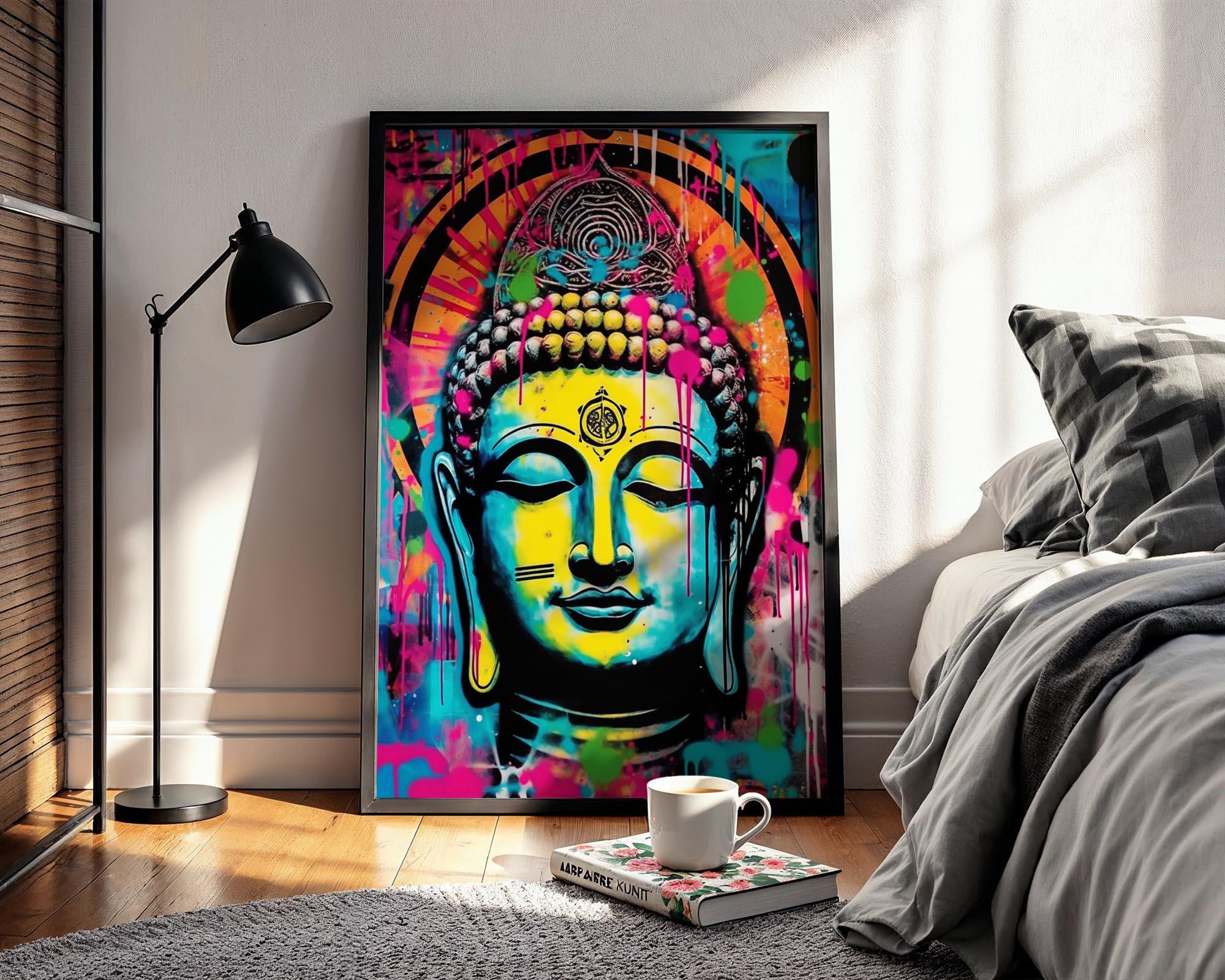 Buddha Graffiti Wall Art, Digital Download, Abstract Colorful