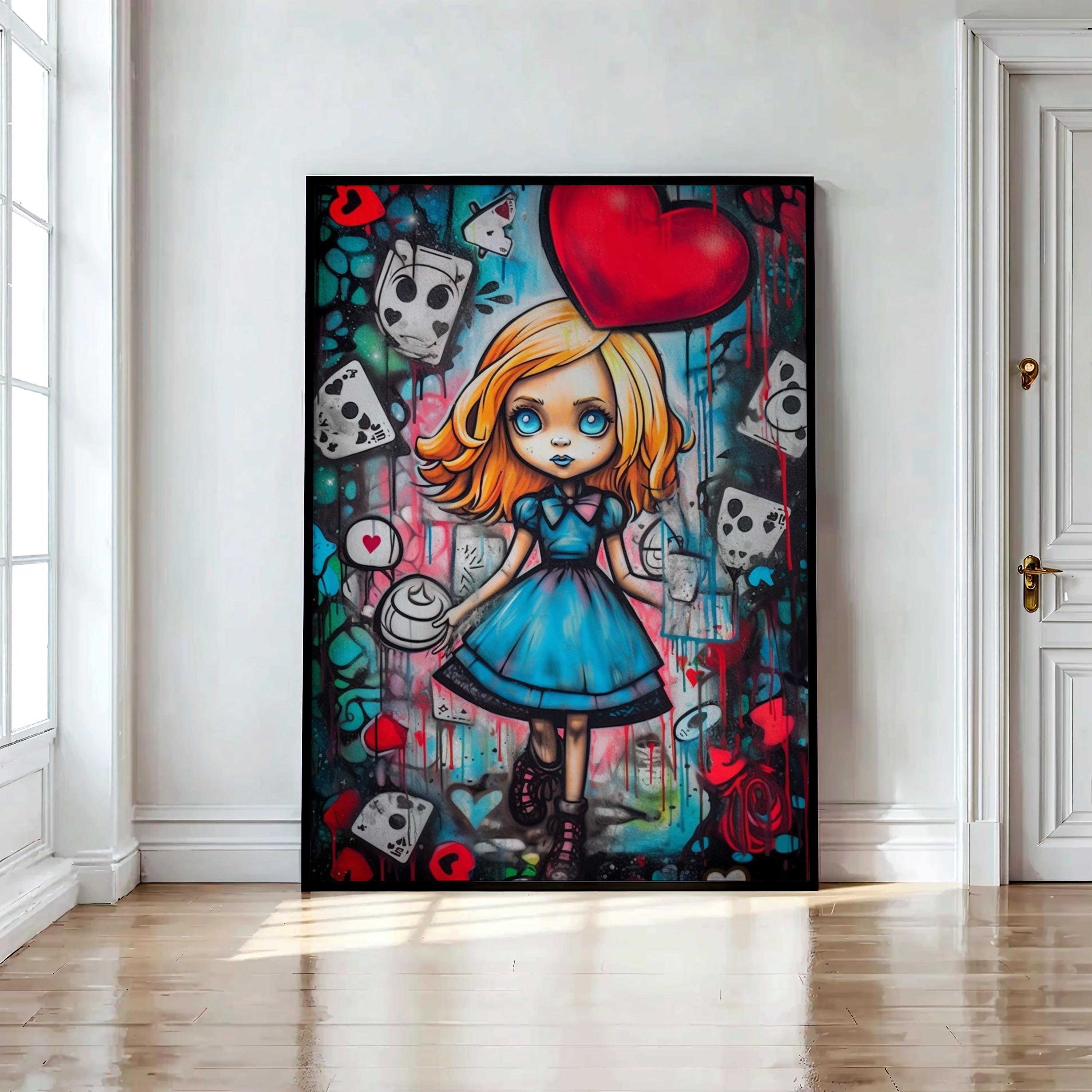 Alice Rabbit Graphiti Alice in Wonderland Graffiti Wall Art, Printable Digital, Fairytale ...