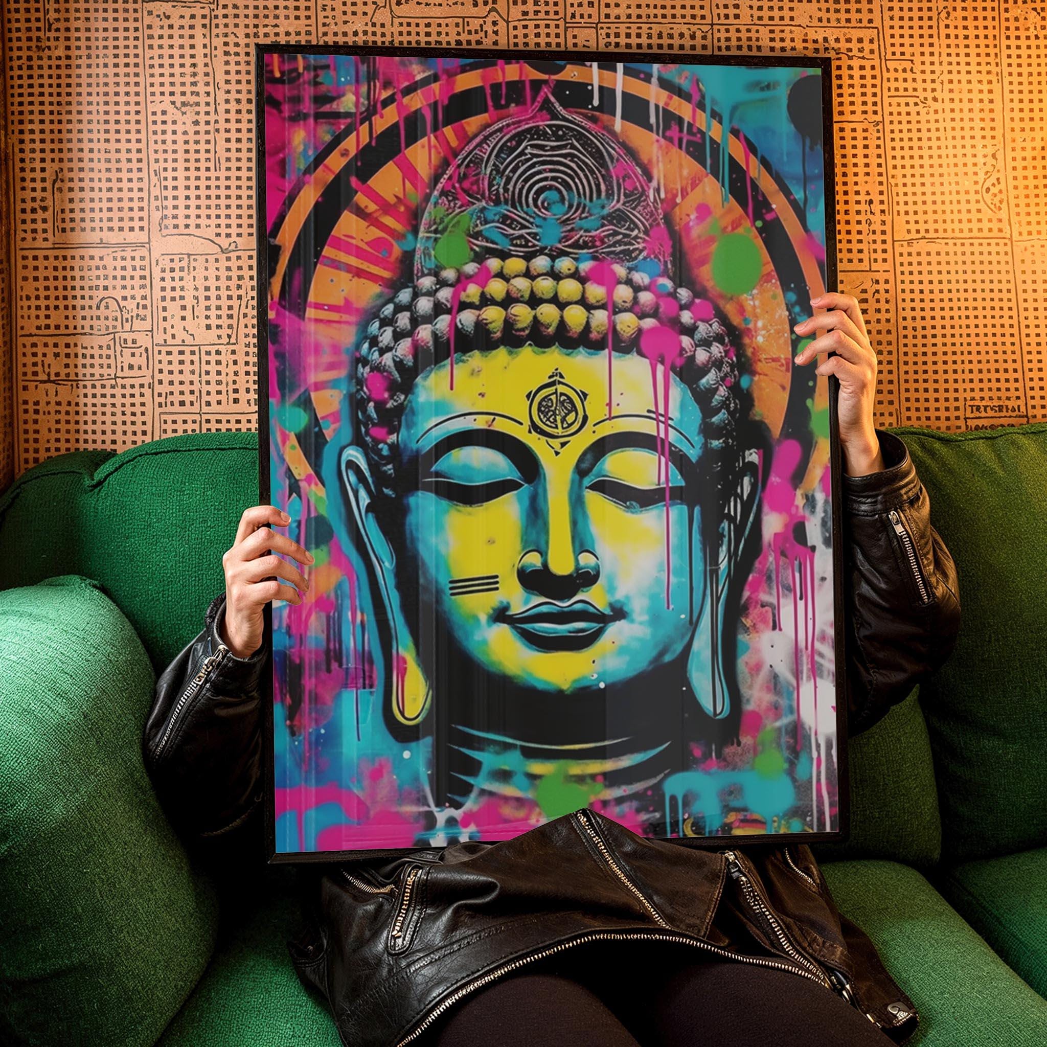 Buddha Graffiti Wall Art, Digital Download, Abstract Colorful