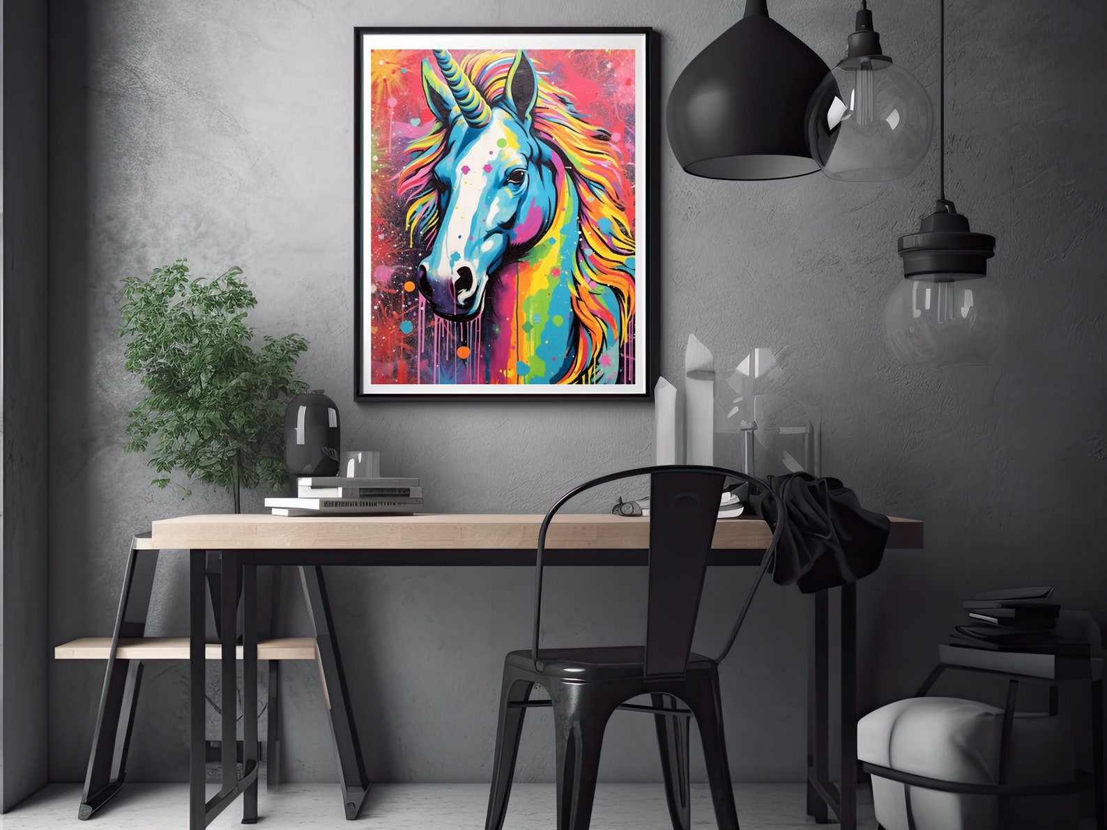 Chic unicorn Graffiti Prints Two-pieces Set