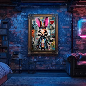 Alice Rabbit Graphiti Alice in Wonderland Graffiti Wall Art, Gallery Wall Set, Set of 3 ...