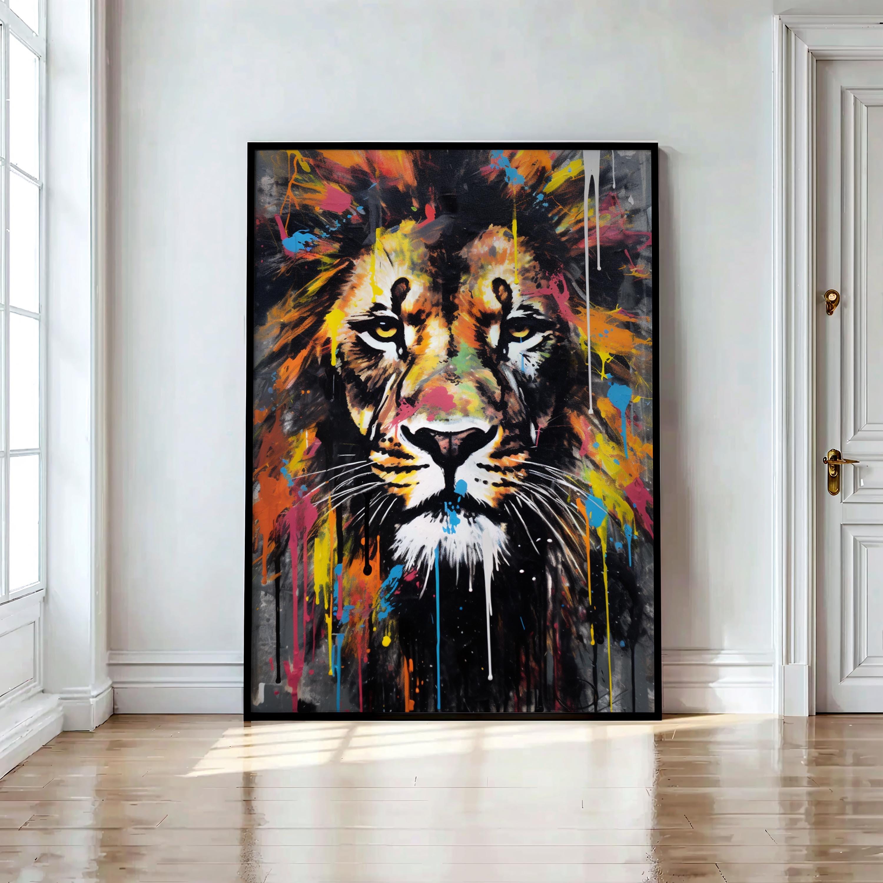 Lion Head Graffiti Wall Art, Digital Download, Colorful Lion Art Poster ...