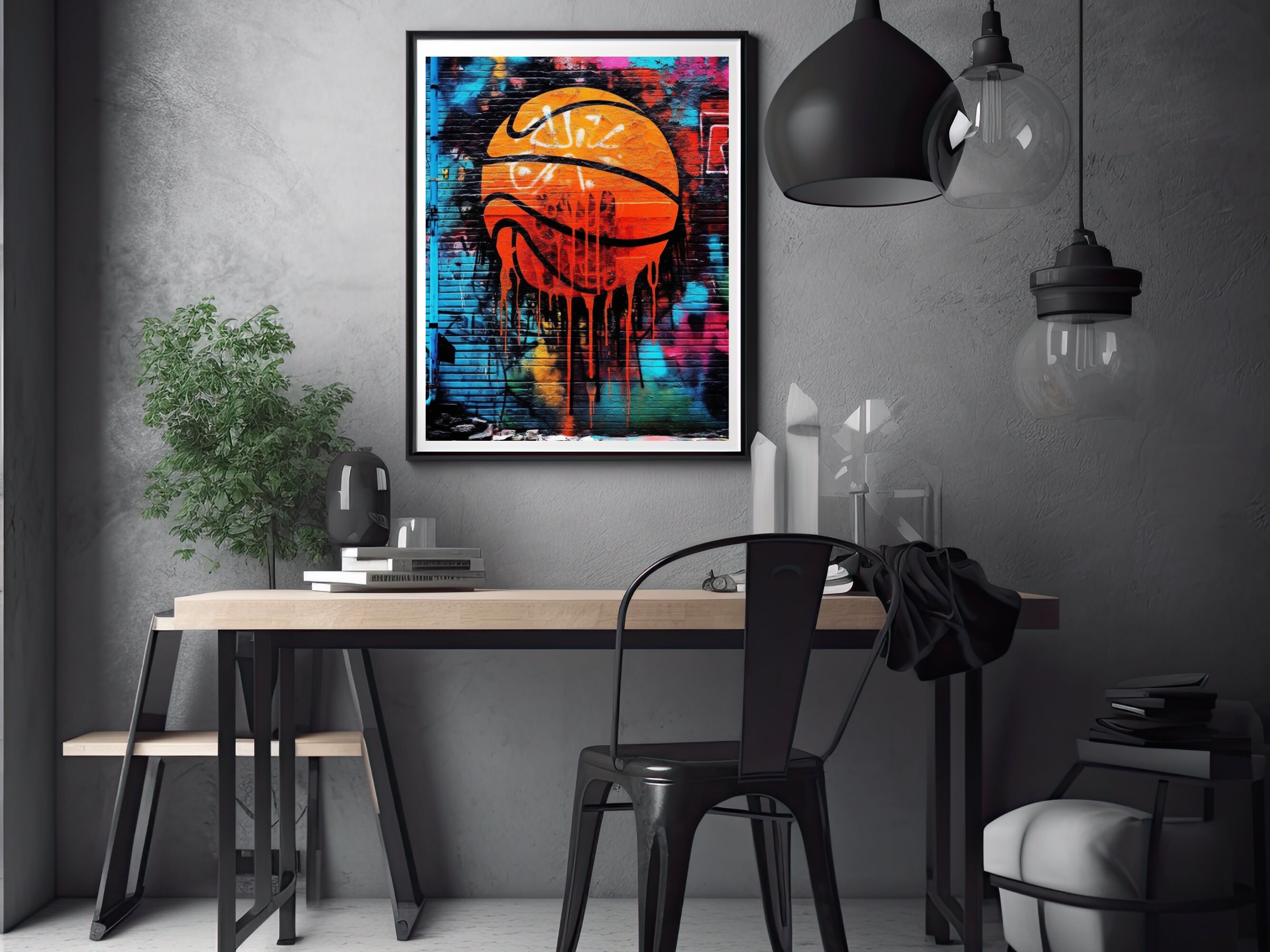 Basketball canvas fabric wall art for Girls/Boys room, Game Room. Great  Colors